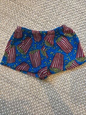 Kids Blue Popcorn-Print Bike Shorts